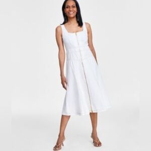 I.N.C. International Concepts Women's Cotton Zip-Front Denim Dress Size MP NWT
